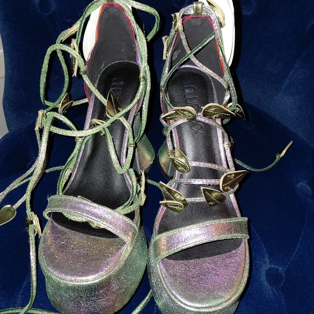 Dolls Kill Club Exx Pixie Queen Butterfly Heels 8 - Purple Glitter Ombre - BNWB